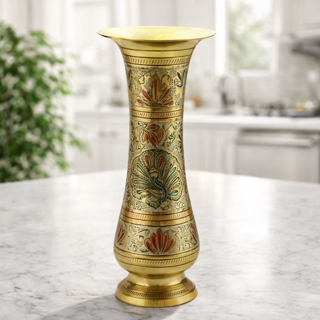 Brass Peacock Vase