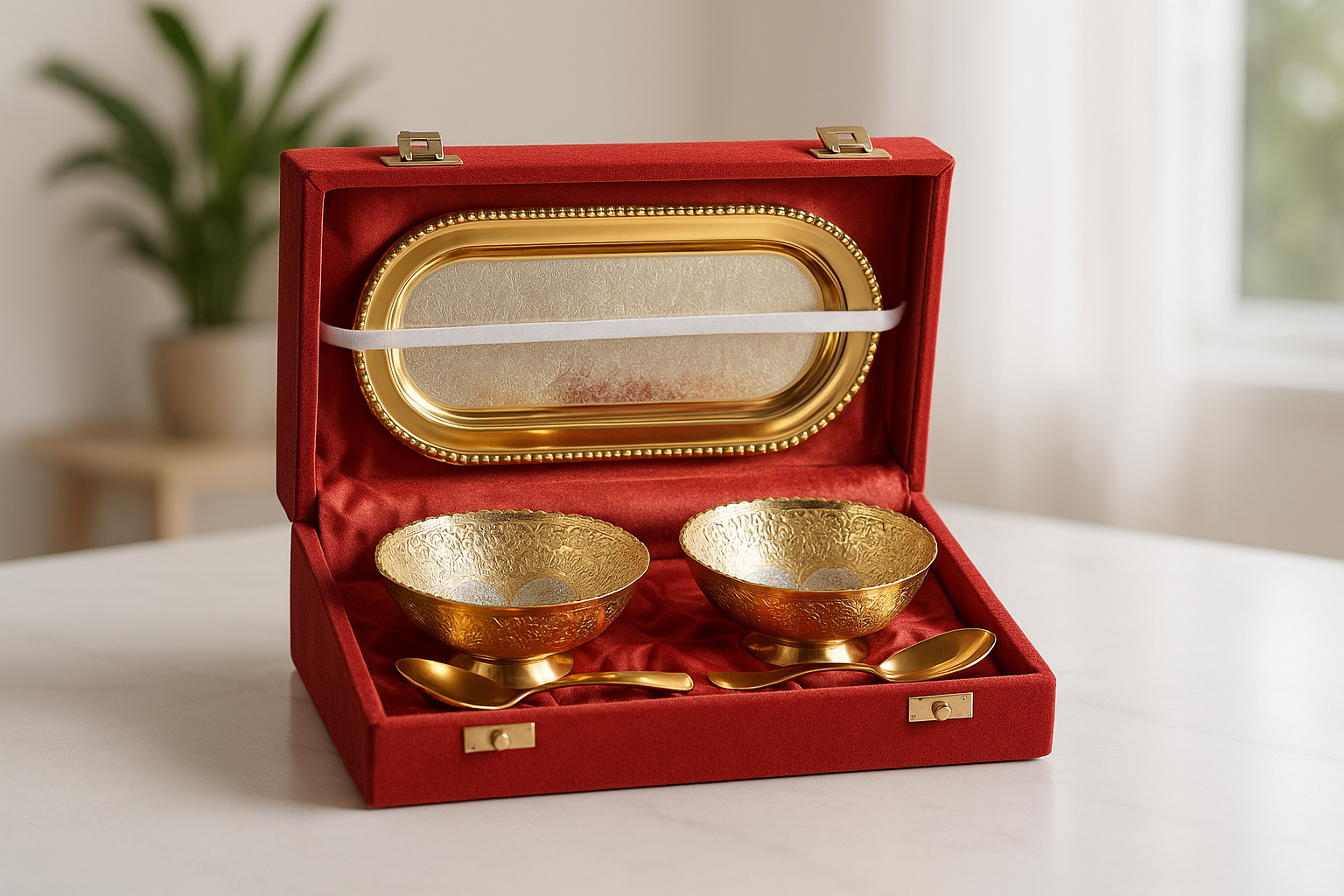 Dry Fruit Bowl Set with Serving Tray & Gift Box
