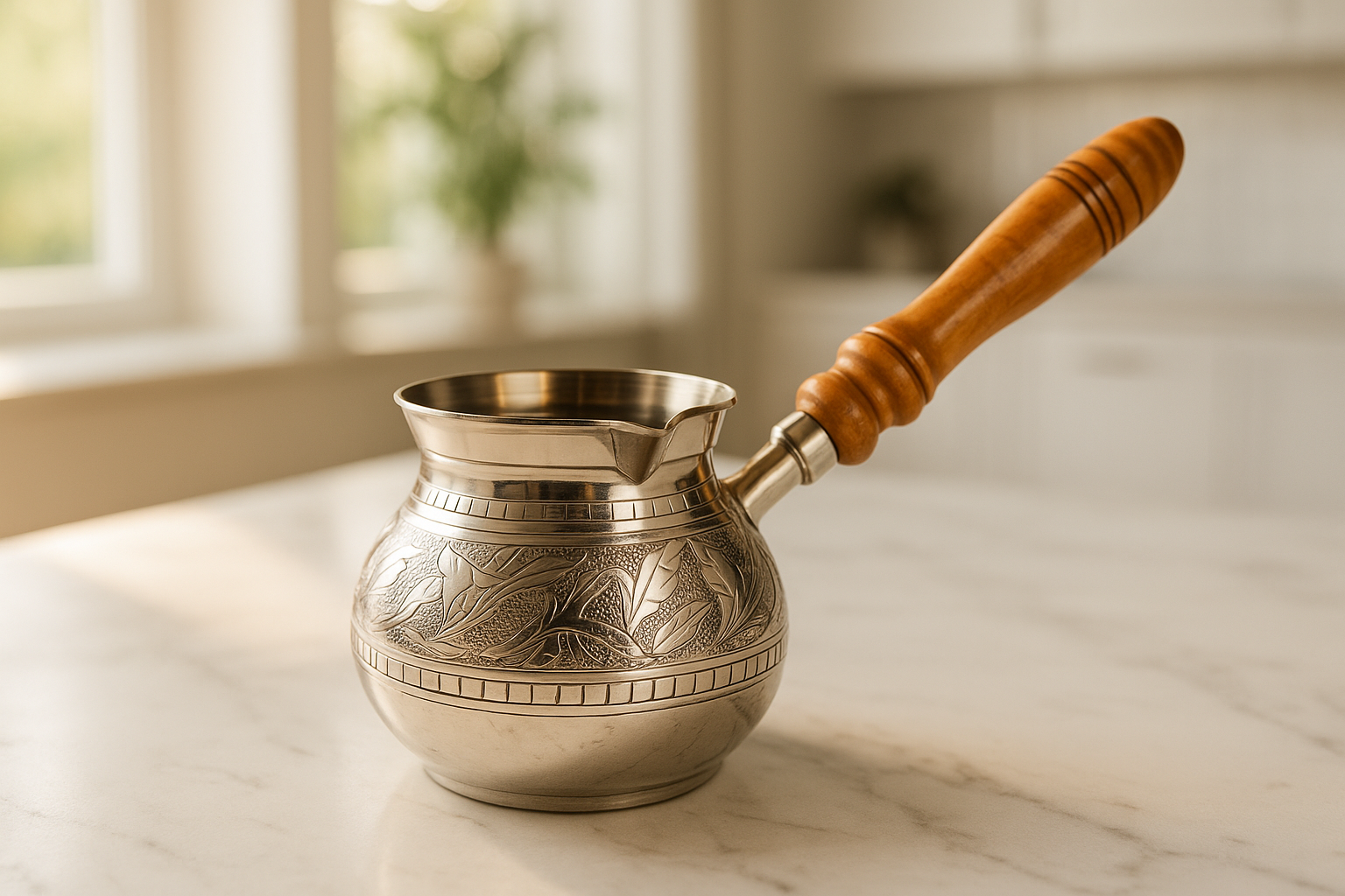 Turkish Coffee Pot with Wooden Handle