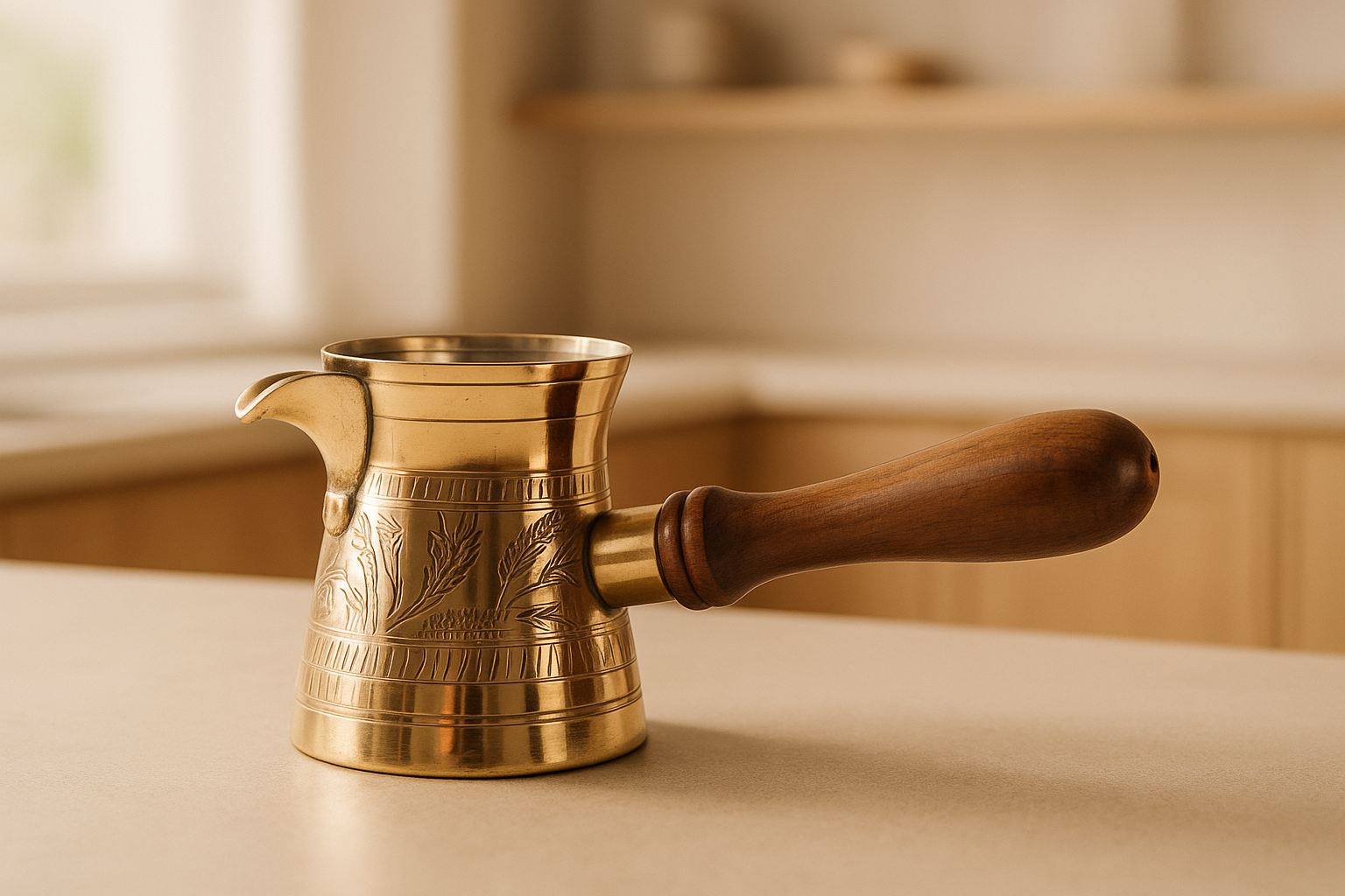Turkish Coffee Pot with Wooden Handle