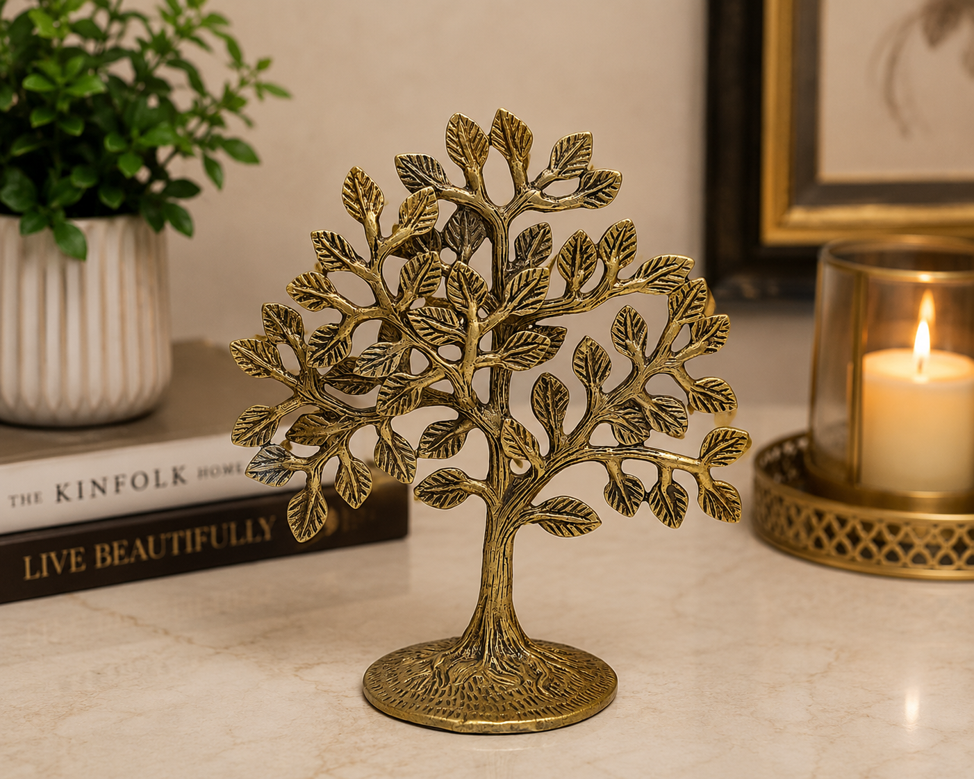 Brass Tree of Life Table Decor