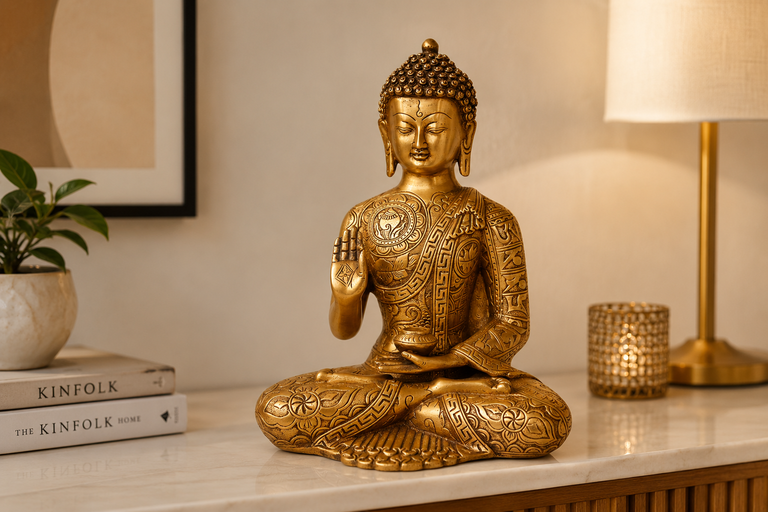 Premium Brass Buddha Statue – Handcrafted Meditation & Serenity Home Décor